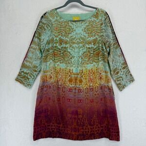 Maeve‎ Anthropologie Cleome Multicolor Silk Blend Tunic Dress Ombre Paisley SP